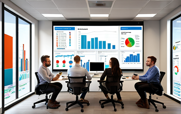 **

Prompt: A vibrant, modern office space with diverse team members collaborating around a large screen displaying data dashboards and growth charts, showcasing a successful startup environment.

**