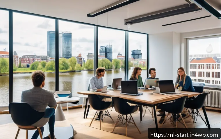 스타트업 가치 평가 시 필수 지표 - A modern Dutch startup office environment showcasing a diverse team of young professionals collabora...